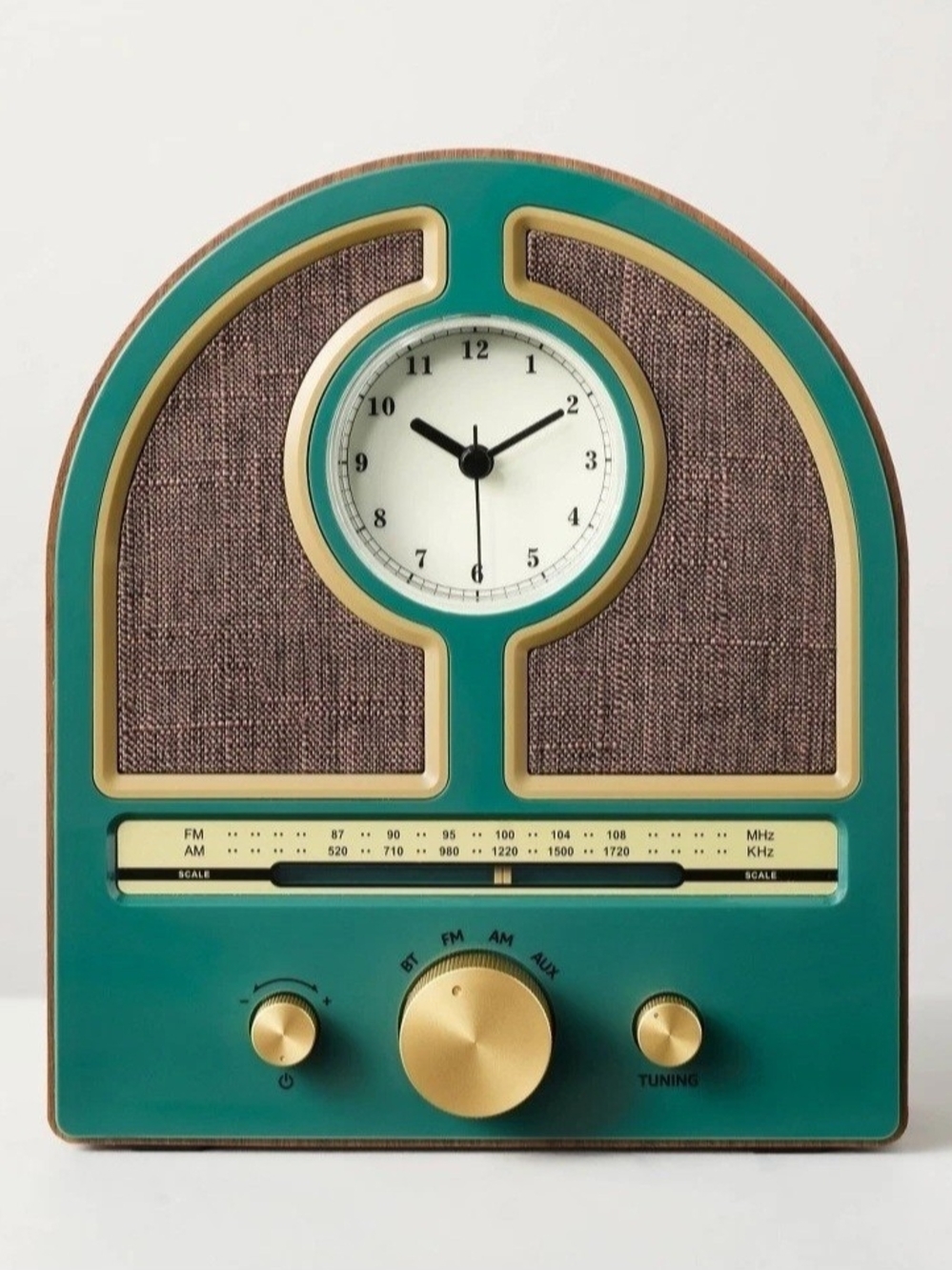 Hearth & Hand Teal and Gold Retro Radio Wall Clock